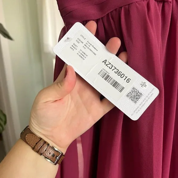 Azazie Rowena Bridesmaids Dress, Mulberry, Size 10 - Picture 3 of 6